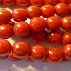 25 Vintage Japan Red Luster Round Glass Beads #9153