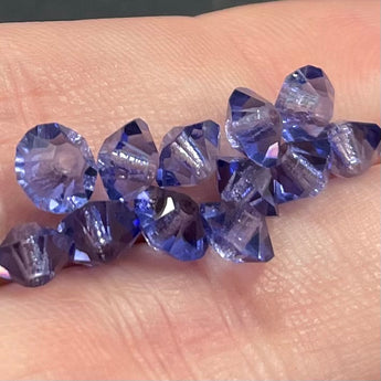 12 Vintage Tanzanite Rivoli Crystal Beads