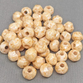 50 Light Golden Picasso Czech Glass Beads Large Hole