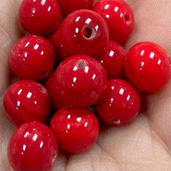 25 Vintage Red Japan Round Glass Beads #4956