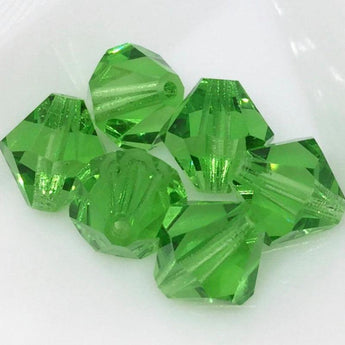 6 Green Peridot Swarovski Bicone Crystal Beads