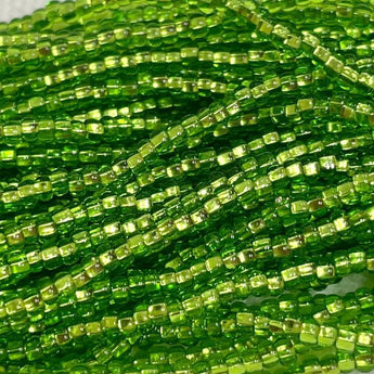 1 Hank Silver Lined Light Green Czech Glass Seed Beads