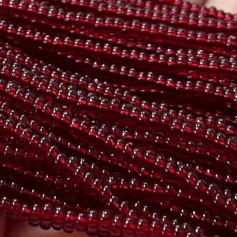 1 Hank Transparent Garnet Czech Glass Seed Beads