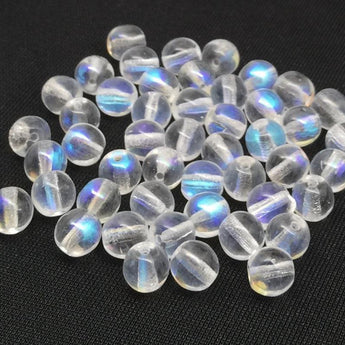 50 AB Clear Czech Round Glass Beads