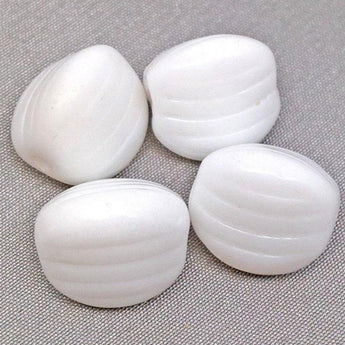 12 Vintage Ribbed White German Glass Beads