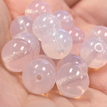 25 Vintage Pink Czech Opal Round Glass Beads