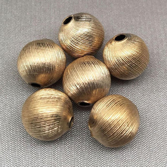 6 Vintage Mauve Brass Etched Metal Beads