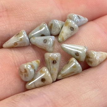 12 Picasso Czech Spike Glass Beads