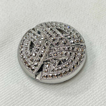 1 Vintage Marcasite Round Glass Cabochon