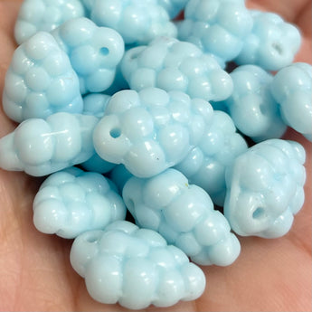 25 Vintage Baby Blue Grape Czech Glass Beads