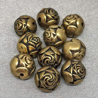 10 Vintage Gold Acrylic Rose Beads