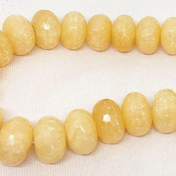 15" Strand Faceted Yellow Calcite Rondelle Gemstone Beads