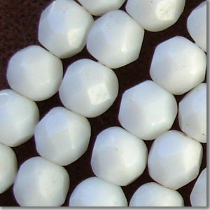 50 Vintage White Faceted Glass Beads #4369