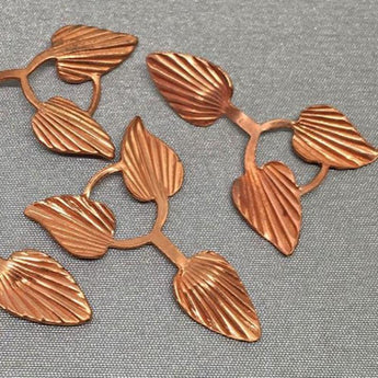 10 Vintage Copper Plated Tri Leaf Metal Findings