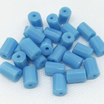 25 Vintage Blue Czech Cylindrical Glass Beads