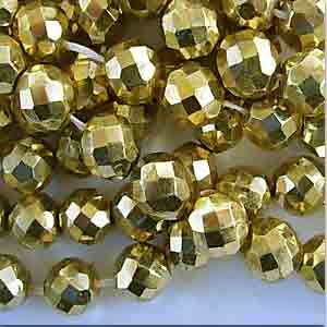 10 Vintage Czech Gold Faceted Glass Beads #9162