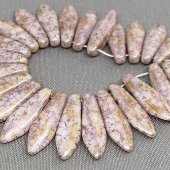 25 Luster Pink Czech Two Hole Dagger Glass Beads