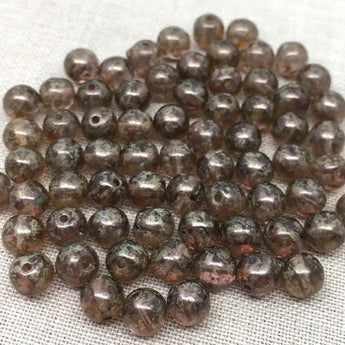 50 Transparent Picasso Czech Round Glass Beads