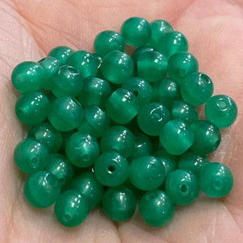 100 Vintage Creamy Green Japan Round Glass Beads