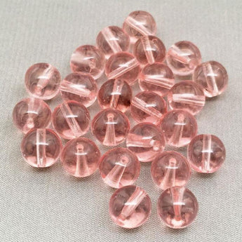 25 Pink Czech Round Glass Beads