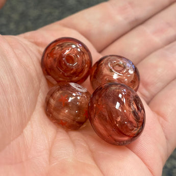 4 Vintage Rosaline Handblown Round Glass Beads