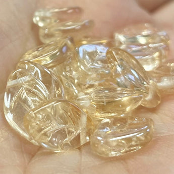 25 Light Golden Yellow Czech Leaf Glass Beads