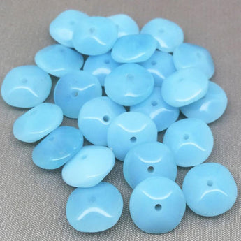 25 Opalescent Turquoise Czech Disc Glass Beads