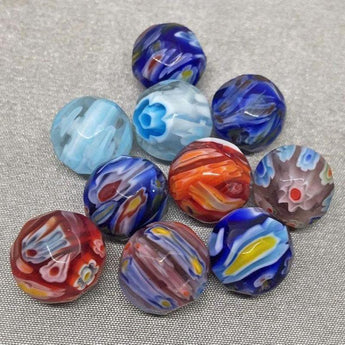 10 Vintage Mixed Faceted Millefiori Round Glass Beads 12mm