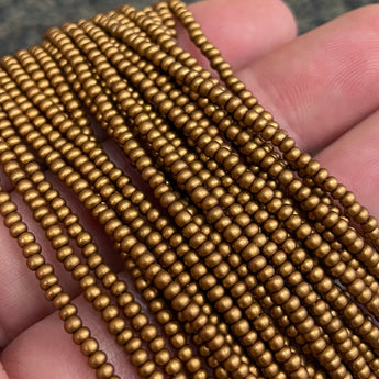 1 Hank Bronze Gold Czech Glass Seed Beads