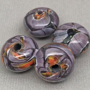 10 Vintage Handmade Large Hole Purple Glass Beads