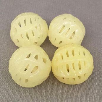 2 Vintage Yellow Japan Lace Spider Web Glass Beads