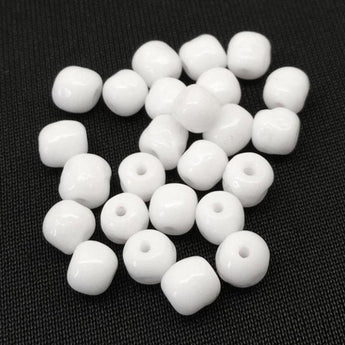 25 Vintage Baroque White Japan Glass Beads