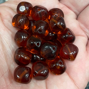 20 Vintage Amber Czech Baroque Glass Beads