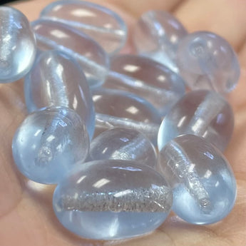 20 Vintage Light Sapphire Blue Oval Glass Beads