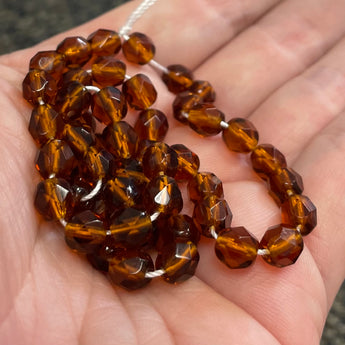 50 Dark Topaz Czech Fire Polished Glass Beads