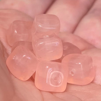 24 Pink Czech Cube Glass Beads