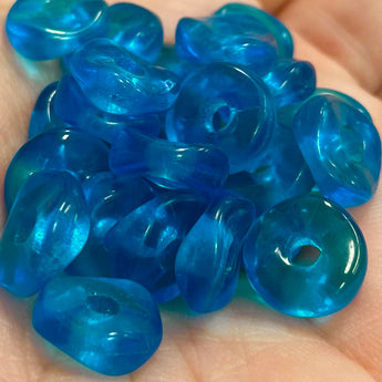 25 Vintage Dark Aqua Czech Wavy Glass Beads