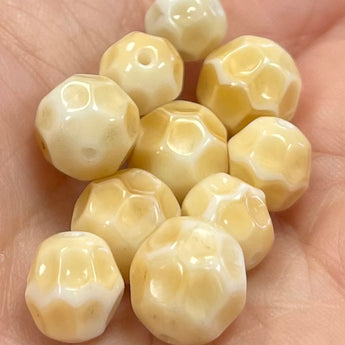 10 Vintage Mixed White Beige German Honeycomb Glass Beads