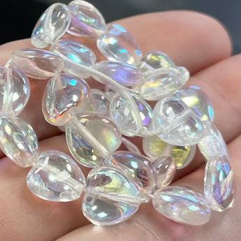 25 AB Clear Glass Heart Czech Glass Beads #9595