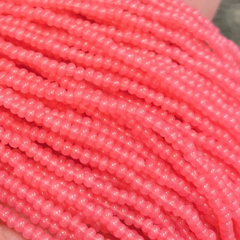 1 Hank Pink Salmon Opal Pink Czech Glass Seed Beads