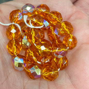 25 AB Topaz Czech Fire Polished Glass Beads