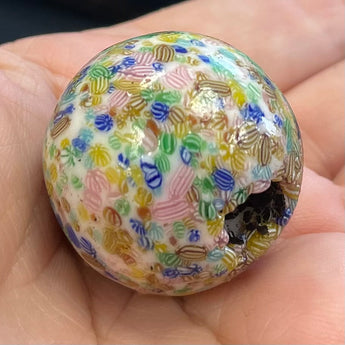 1 HUGE Vintage Handmade Round Colorful Glass Bead