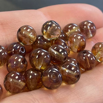 50 Transparent Picasso Czech Round Glass Beads