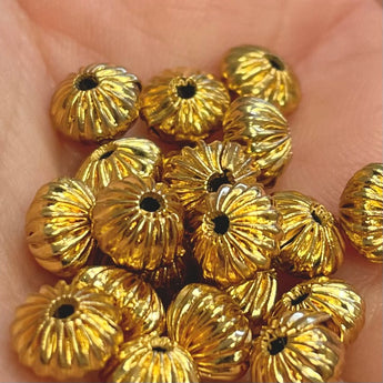 20 Vintage Gold Melon Metal Beads  #8956