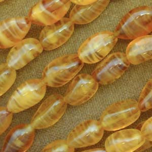 50 Vintage Honey Baroque Oval Glass Beads