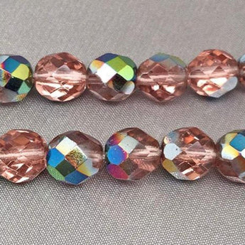 25 AB Pink Czech Faceted Glass Beads