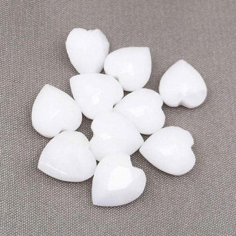 10 Vintage Faceted White Heart Glass Stones Un-drilled