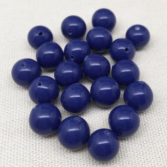 20 Vintage Handmade Dark Blue Japan Round Glass Beads