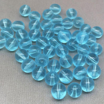 25 Vintage Aqua Turquoise Round Glass Beads