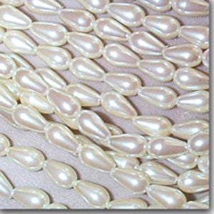 1 Strand White Pearl Teardrop Beads